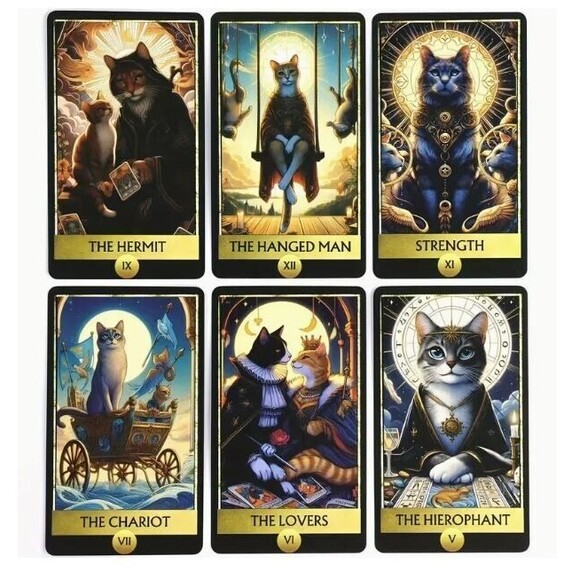 Cat Tarot Cards Deck 78-Card Set for Divination Perfect Gift for Cat Lovers - Picture 6 of 9